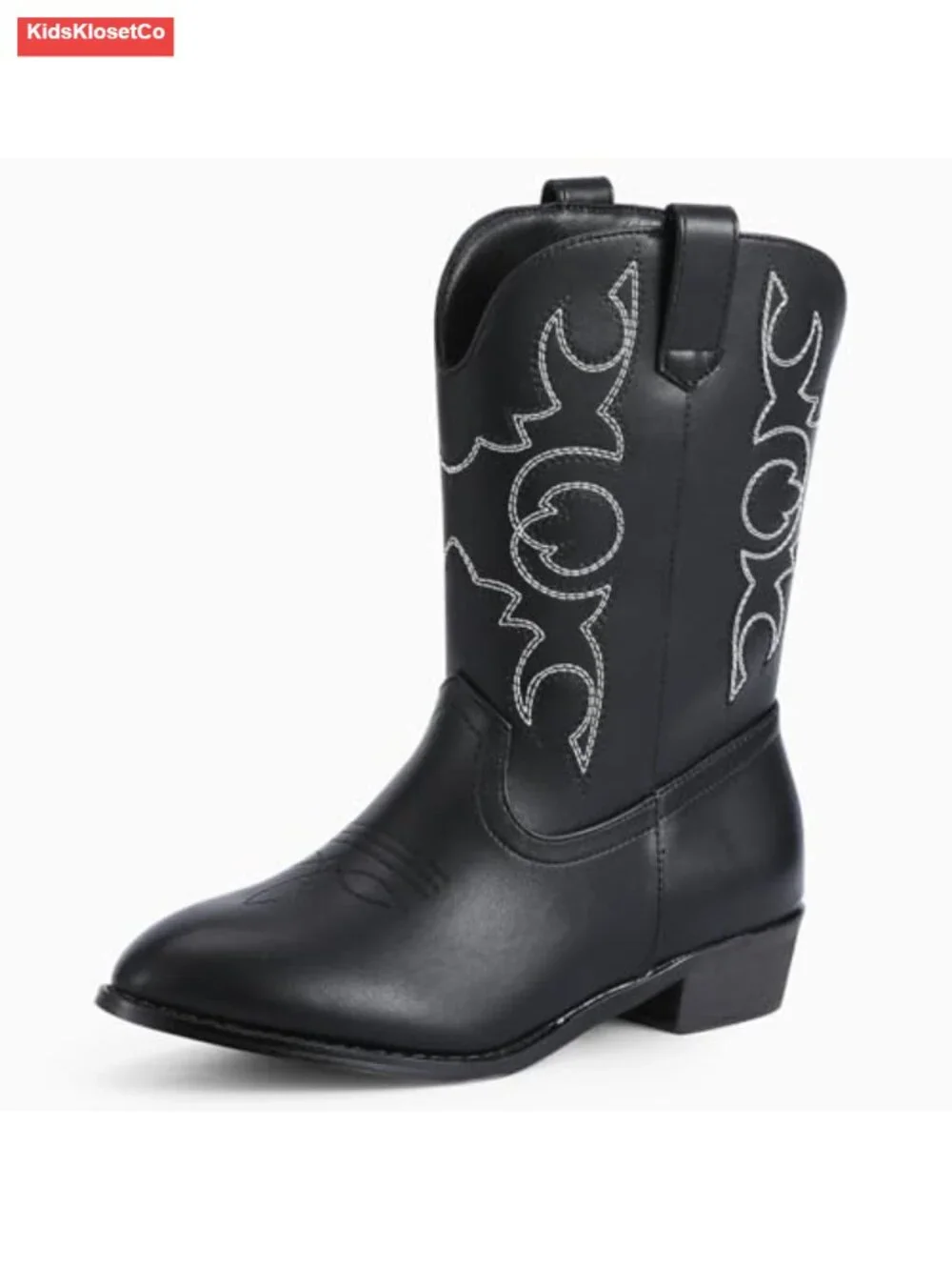 Kids Western Cowboy Boots - Faux Leather, Pull-On, Round Toe